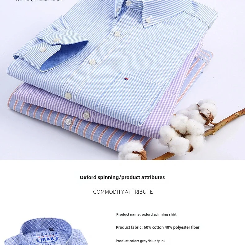 Herren Langarmhemd – Neu, Kirschrot, Oxford-Gewebe, bügelfrei, Frühling/Sommer/Herbst, Trendiges Streetwear-Oberteil, Hohe Qualität, Alles inklusive – Detail 7