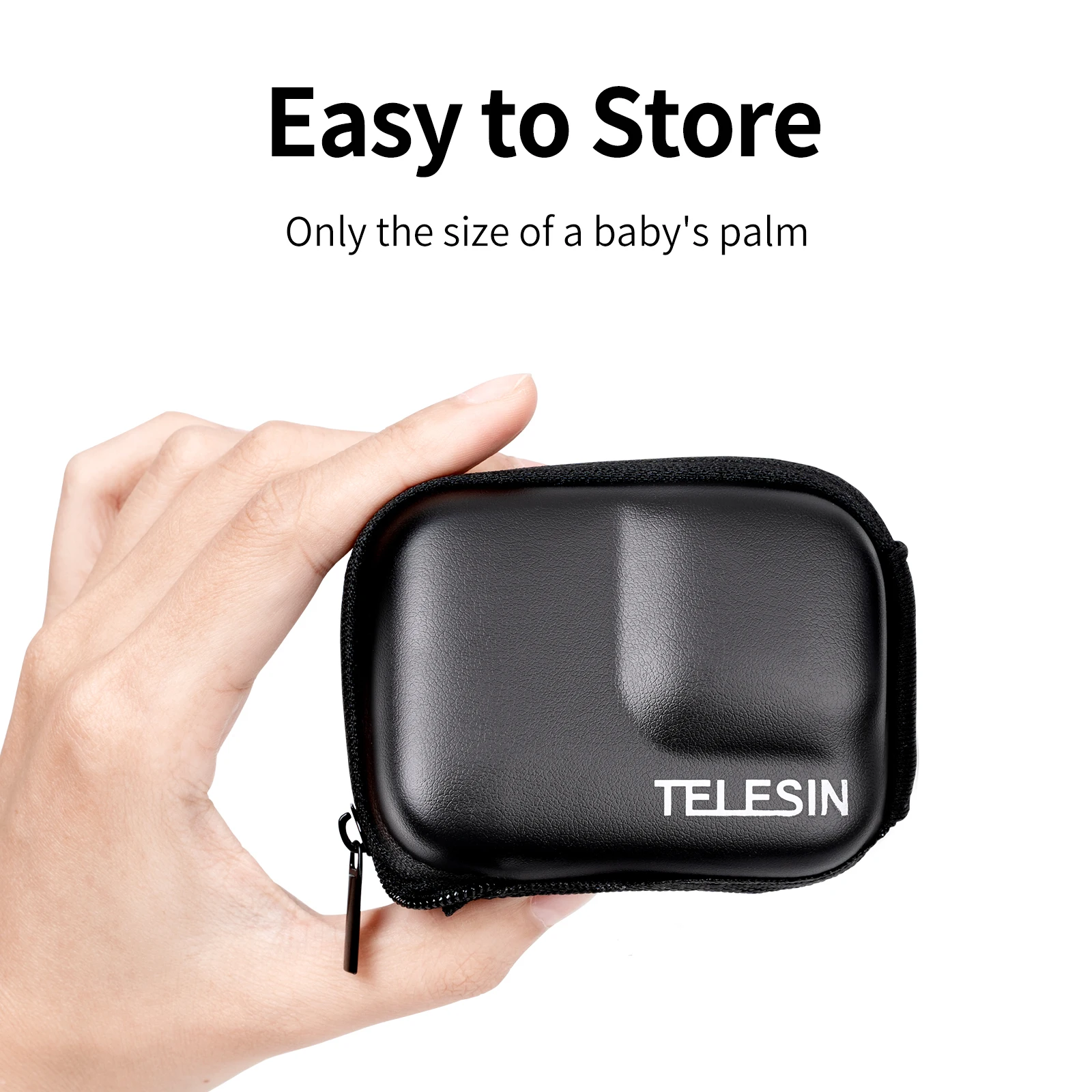 TELESIN GoPro 12 Hero 12 11 10 9 용 미니 EVA 보호 보관 가방 블랙 액션 카메라 방수 박스 마운트 Go Pro 액세서리
