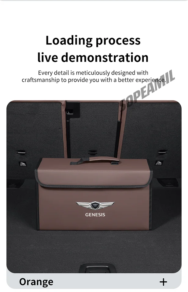 Auto Carbon Faser Leder Stamm Lagerung Box Faltbare Verstauen Aufräumen Tasche Für Genesis G70 G80 G90 GV60 GV70 GV80 GV90 Mint EVG80 – Detail 20