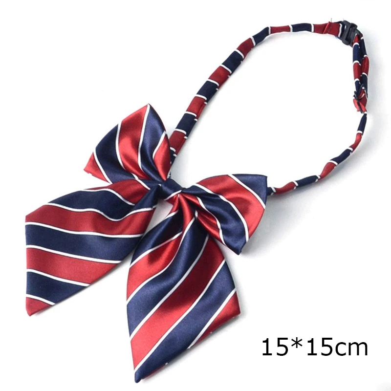 Kindergarten Student Navy Red Lazy Tie Fashion Striped Bowties Boy Girl Adjustable 3-12 Years Old School Uniform