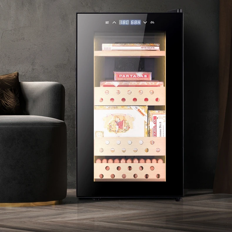 Vanace High Quality 23L Cigar Cabinet Humidor Adjustable Thermostat Mini Cigar Fridge With Spain Cedar Wood Drawer