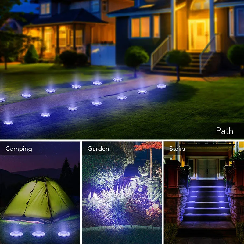 20 Led Solar Lamp Outdoor Waterproof Ground Lights Waterproof Light Underground Sensing Landscape Lights for Garden Lawn Pathway solar lamp outdoor