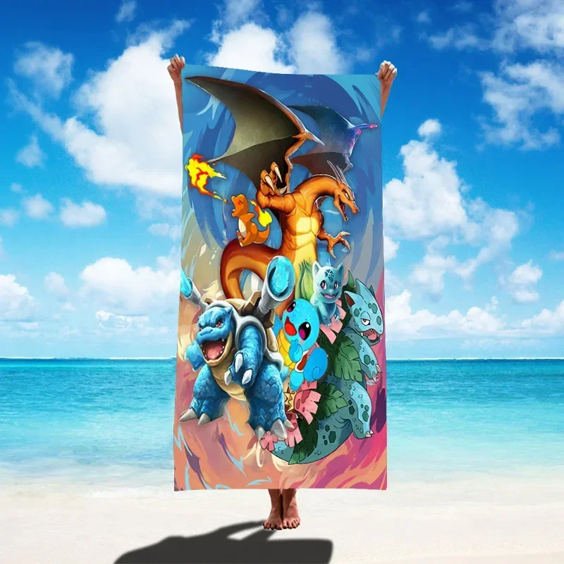 Pokemon Beach Towel Cartoon Anime Pattern Indoor Bath Towel Outdoor Beach Towel Microfiber Comfortable Fabric Christmas Gifts