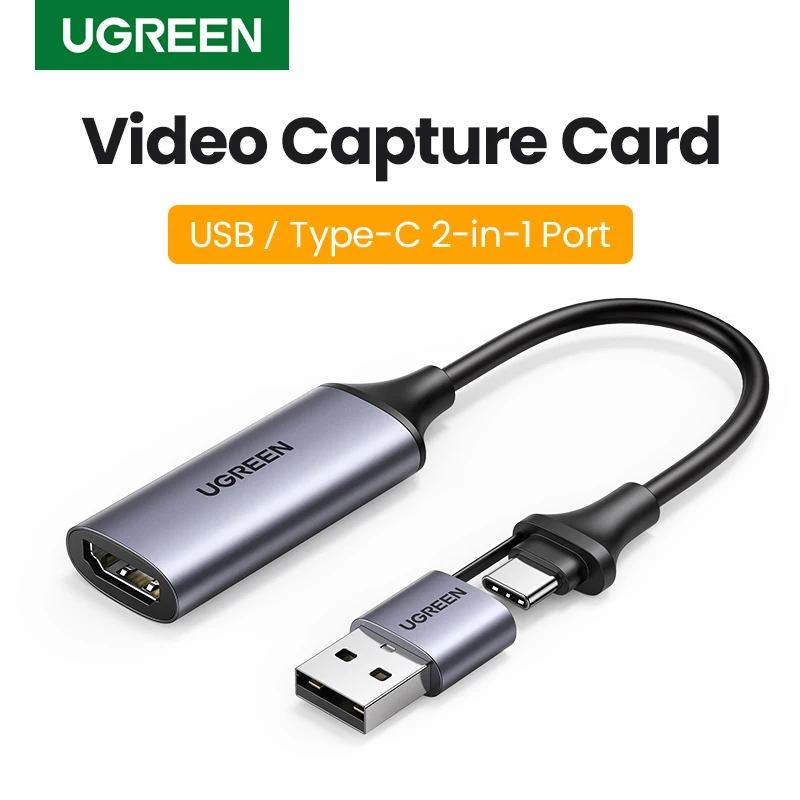 UGREEN HDMI na rodzaj USB C karta przechwytywania wideo 4K kabel Adapter HDMI Grabber pudełko na komputer stancjonarny lustrzanka cyfrowa przekaz na żywo rekord