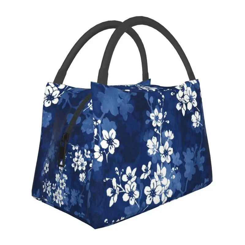 

Sakura Blossom In Deep Blue Portable Lunch Box Cherry Thermal Cooler Food Insulated Lunch Bag Hospital Office Pinic Container