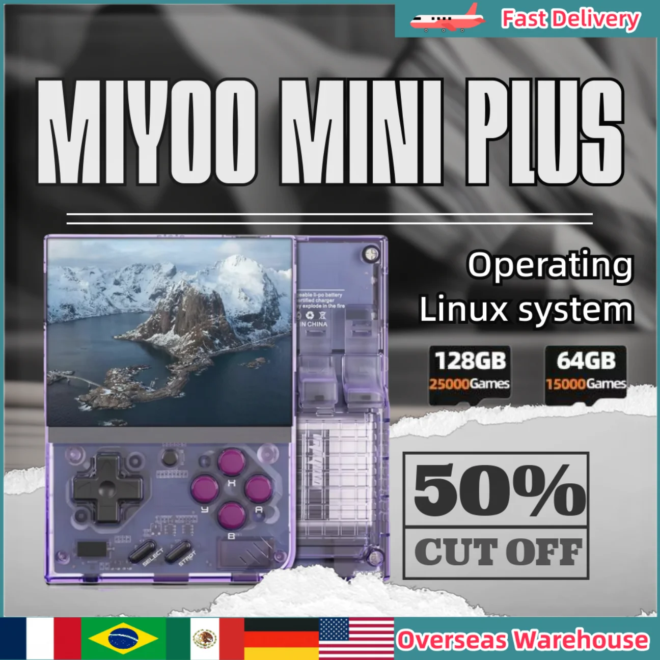 MIYOO Mini Plus Retro Console portatile per videogiochi classici con sistema Linux e schermo IPS da 3,5 pollici, ideale come regalo per bambini._voghion.com