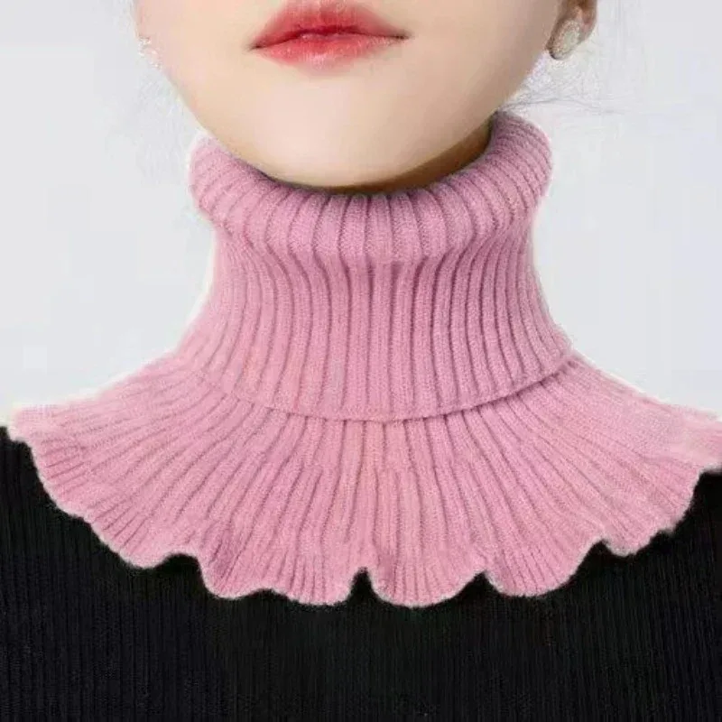 Warm Knitted Collar Scarf Women Turtleneck Knitted False Fake Collar Detachable Scarf Warm Winter Windproof  Wrap Scarf Ruffles