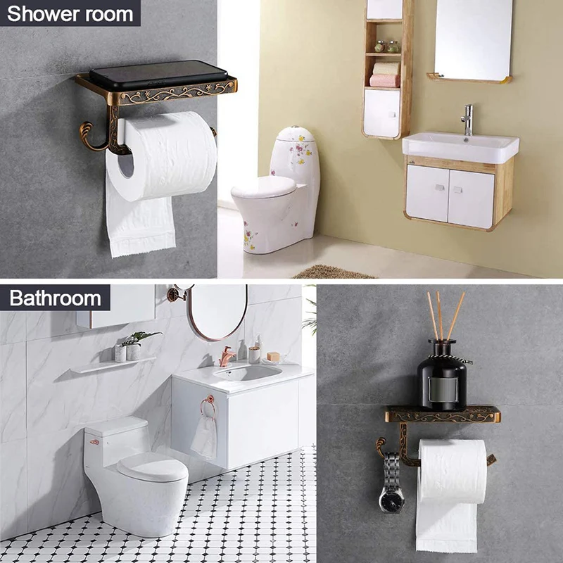 Toilet Roll Holder With Mobile Phone Holder Wall Holder Roll Holder Wall Mounting Bathroom Accessories