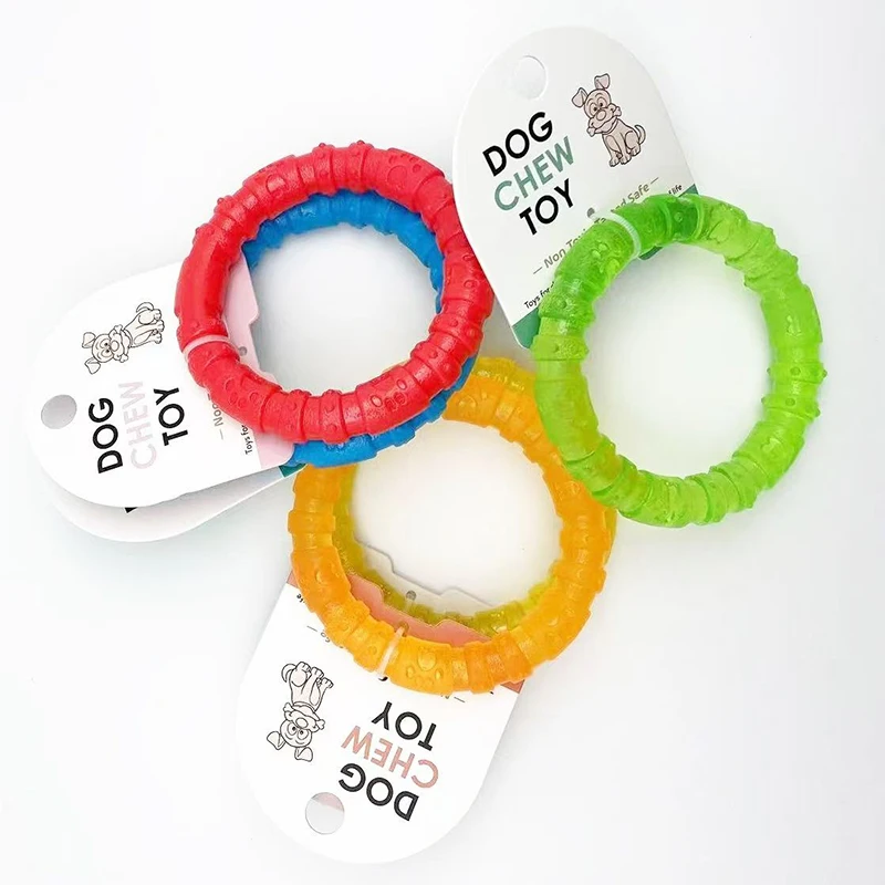 Interactive Bite-Resistant Pet Dog Toys: Boredom-Busting Rubber Bones & Rings