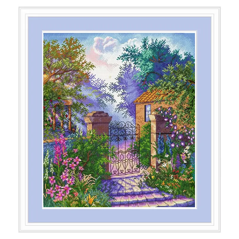 

Мечта Двор Пейзаж Точная печать C1676 вилла входная дверь Fishxx Набор для вышивки крестиком