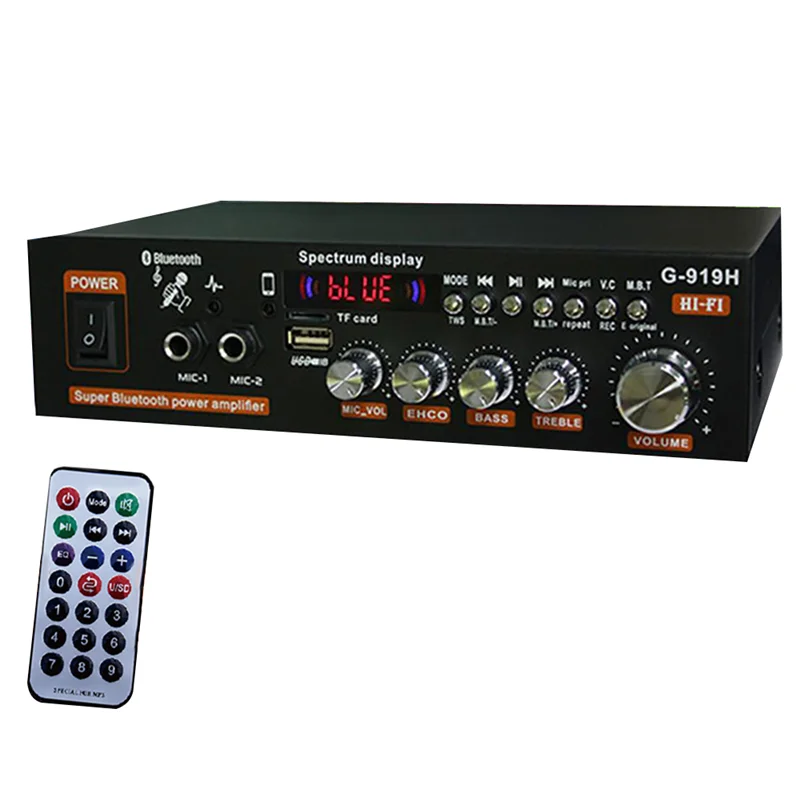 홈 파워 앰프 HIFI 블루투스 5.0 오디오 앰프, 서브우퍼 스피커, USB 앰프-EU 플러그, 1000W, G919H