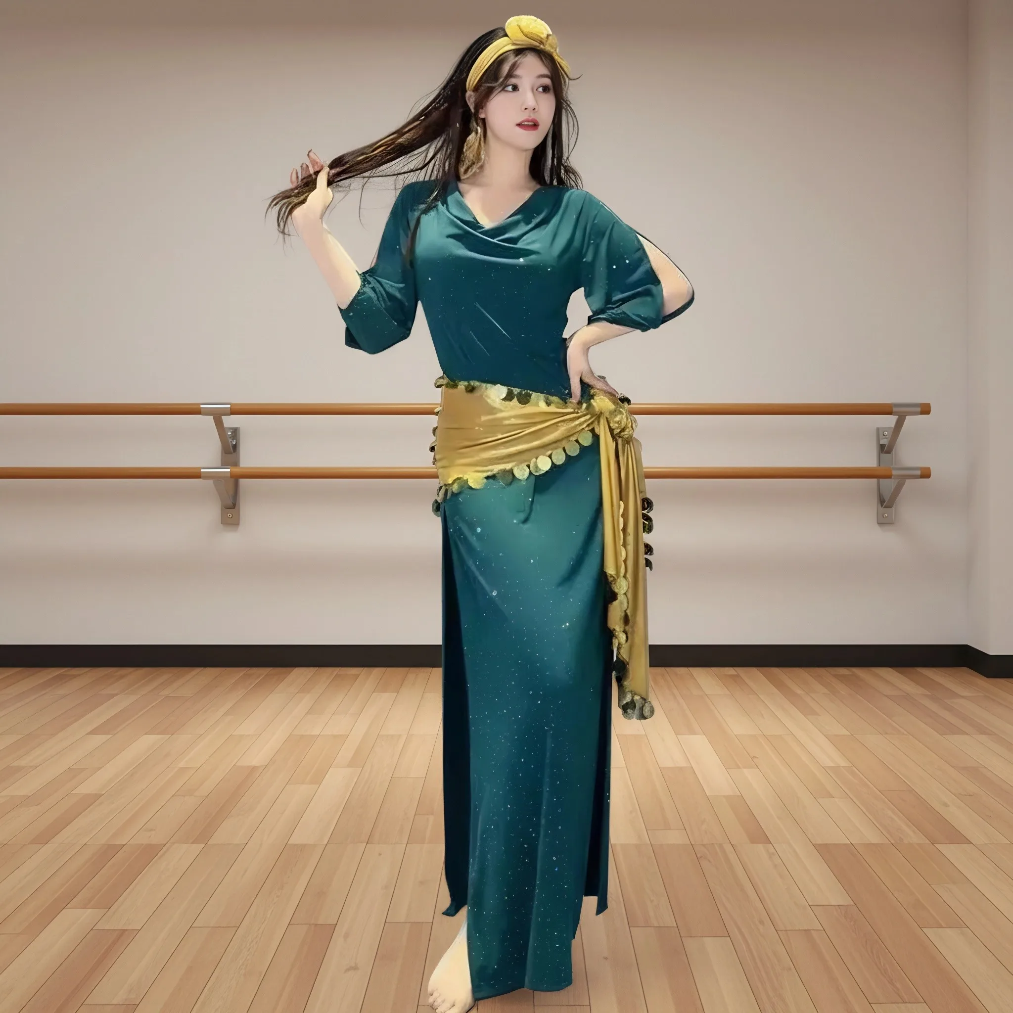 女性ベリーダンスコインコスチュームバラディサイディドレス女の子