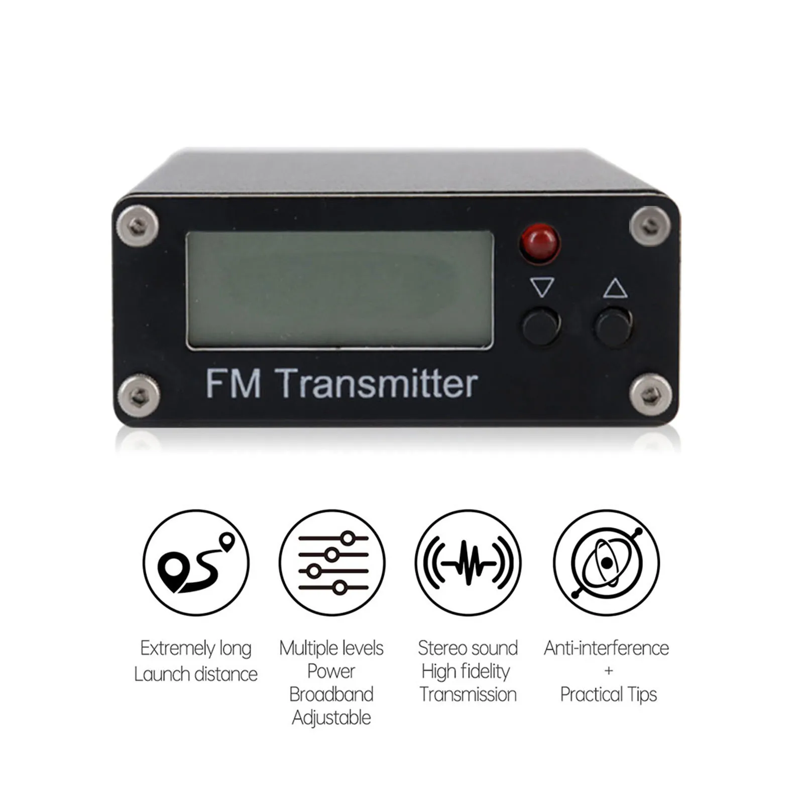 Premium Digital Display Stereo FM Transmitter with 2000m Range
