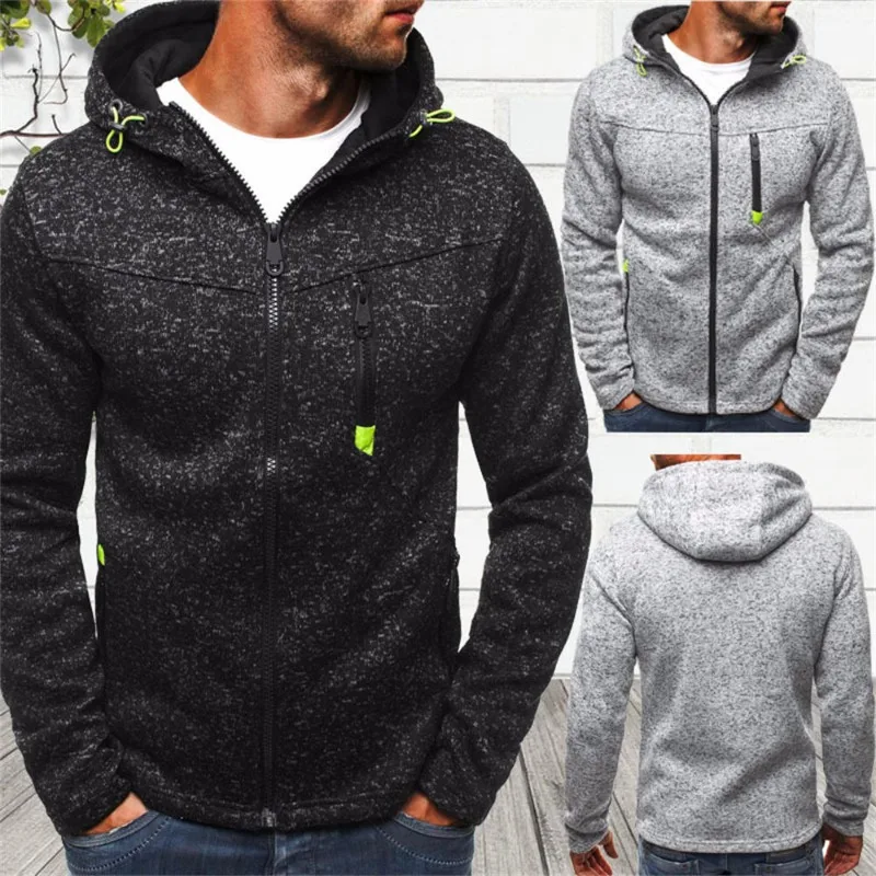 Fashion Casual Men's Jackets Tracksuit Solid Long Sleeve Zipper Hooded Outerwears For Male Pockets Hoodies Sweatshirts Clothing bomber jacket men winter thick warm fleece teddy coat for mens sportwear tracksuit male fluffy fleece hoodies coat