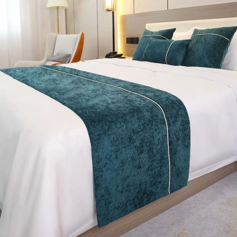 Solid Bedspreads Bed Runner Double Layer Bed Flag Throw Bedding Single Queen King Cover Towel Home Hotel Decorations Bedding
