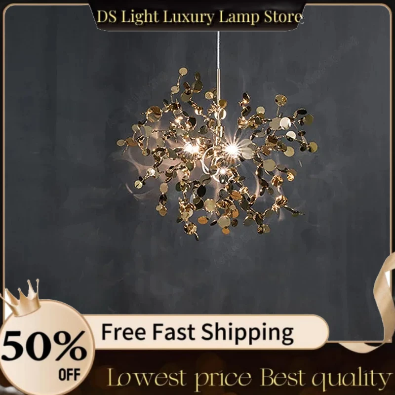 Dining Room LED Chandelier Lighting Modern Luxury Illuminator Stainless Steel Hanging Lamp for Restaurant Bar Dining Room