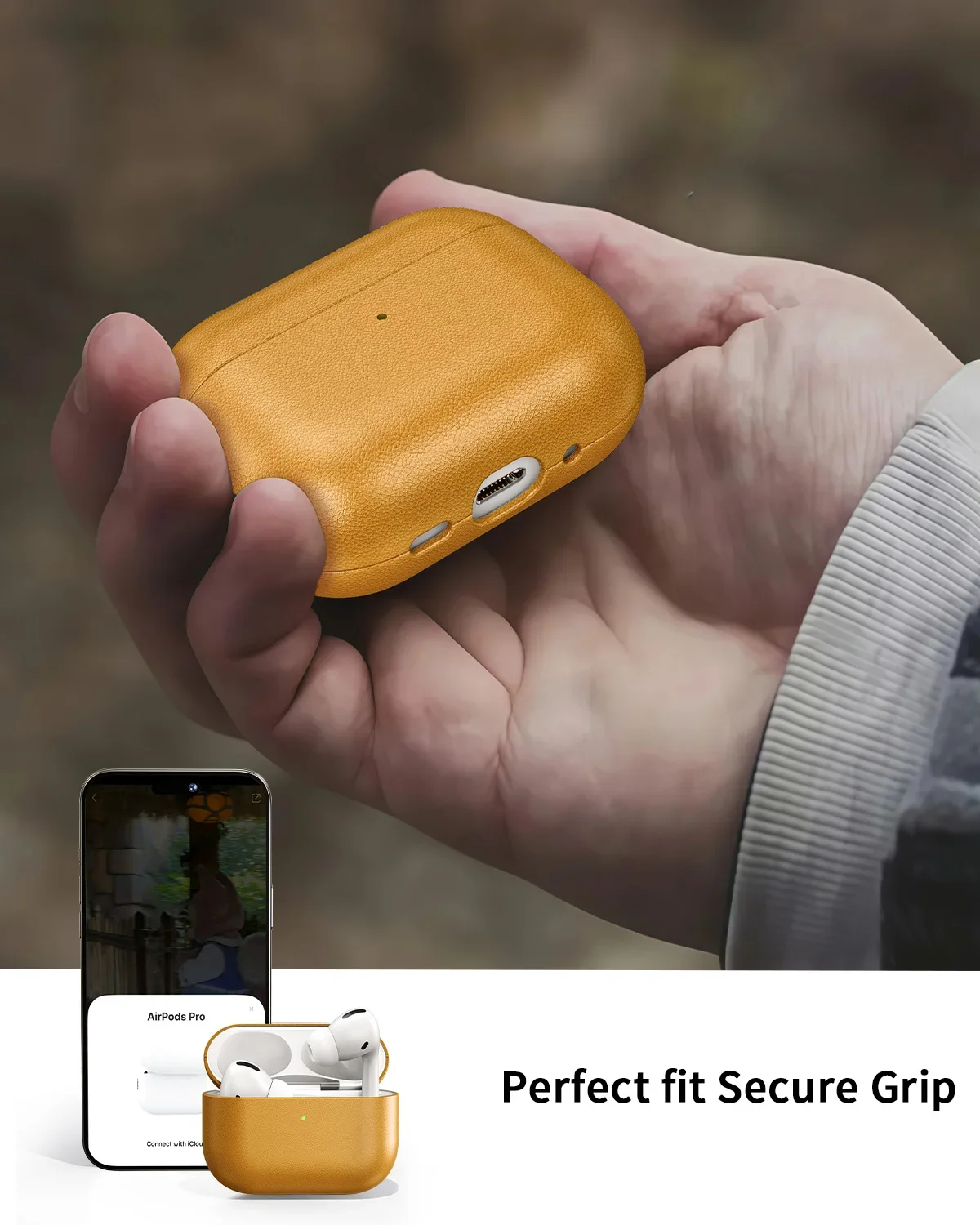 Eary for Airpods Pro 3rd Case with Keychain Genuine Leather Protective Sleeve Shockproof Full Cover Earphone Case for Women Men