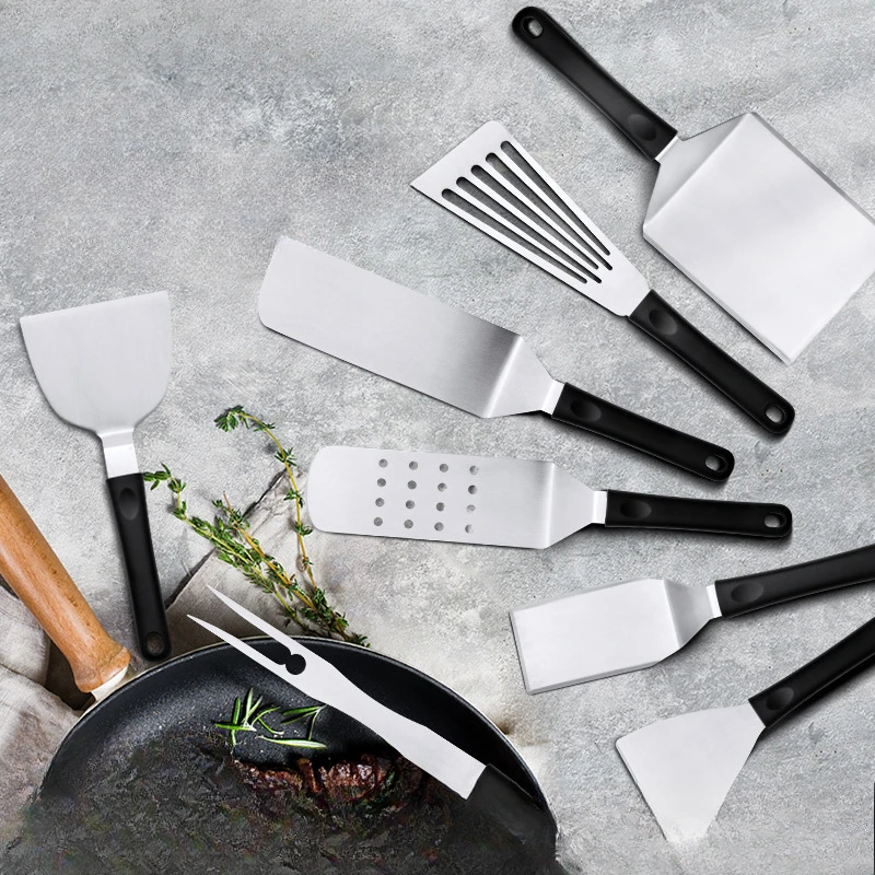 Stainless steel outdoor barbecue tool set household pizza shovel steak frying shovel cooking teppanyaki kitchen tools