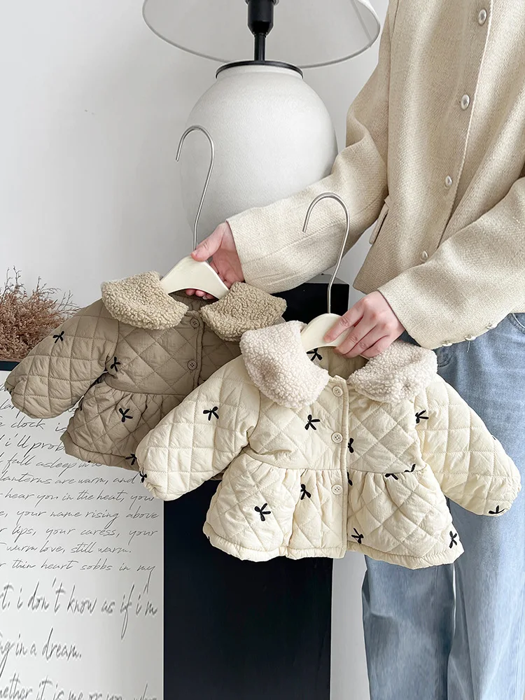 Girls Winter Coat Kids Clothes Boys Fleece Warm Outerwear Tops Children Velvet Thick Jacket 6m-3y Toddlers Long Sleeved Overalls