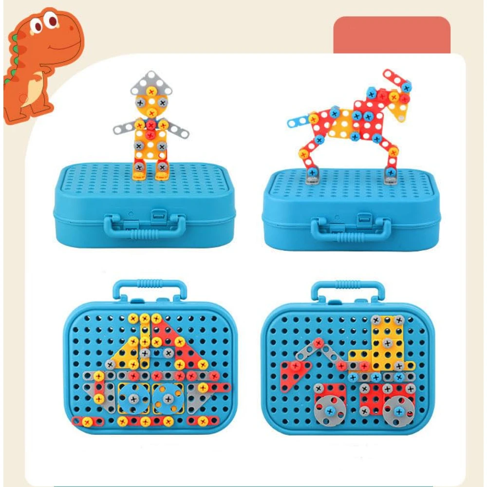WizKidz STEM Toys Drill Set Building Blocks 3D Screw Puzzle DIY Educational Construction Engineering Toys for Kids Boys & Girls 5