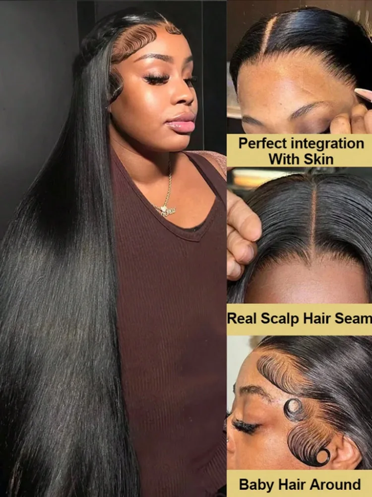 36 Inch 200% Density Bone Straight Lace Front Wigs Human Hair 250% Density 13x6 HD Lace Frontal Wigs for Women Pre Plucked 13x4