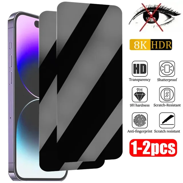 1-2 шт. защитная пленка для экрана для iPhone 15 14 13 12 11 16 Pro Max Mini 7 8 Plus антишпионское стекло на iPhone SE 2020 2022 X XS XR 1