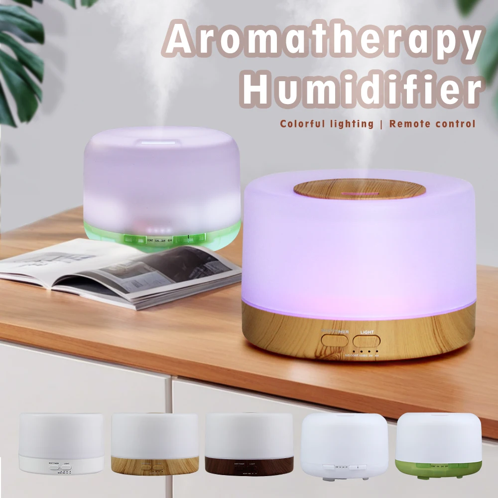 500ml Essential Oil Diffuser Quiet Aroma Mist Diffusers Scent Diffuser Wood Grain Remote Control Ultrasonic Air Humidifier 1
