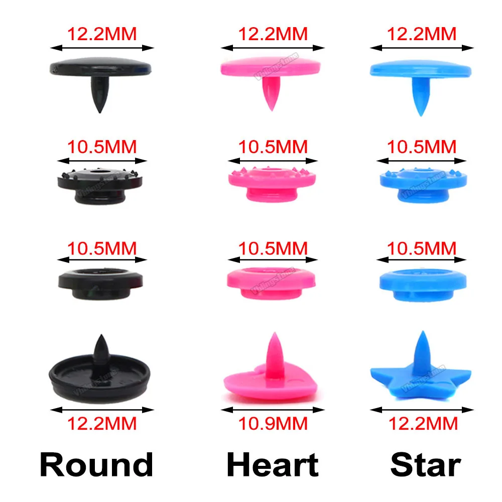 20Sets T5 Heart Snap Buttons 12MM KAM Plastic Press Buttons for Clothes Stud Fasteners DIY Kids Diapers Bags Garment Accessories 4
