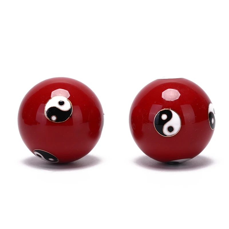 1Pair Hand Finger Exercise Meditation Ball With Box Chinese Yin Yang Fitness Handball Stress Relief Improve Blood Circulation