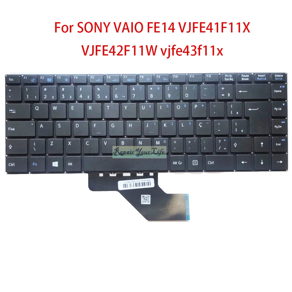 Brasil Keyboard para Sony Vaio Fe14 Vjfe41f11x Vjfe42f11w Vjfe43f11x Notebook Brasileiro Abnt2 D0k-v6399a 6399a Novo pt br