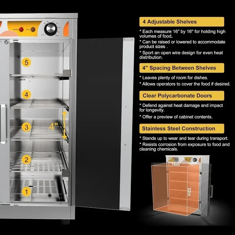 Electric Commercial Hot Box Food Warmer for Pizza/Pretzel, Countertop Heated Holding Cabinet, Warming Oven for Catering 4