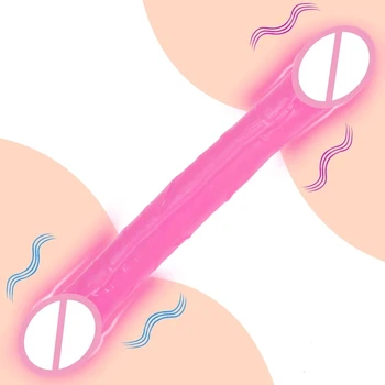 44cm Soft Jelly Dildo Double Long Realistic Dildos Cock Lesbian Vaginal Anal Plug Flexible Fake Penis For Women Dildos Sex Toys 3
