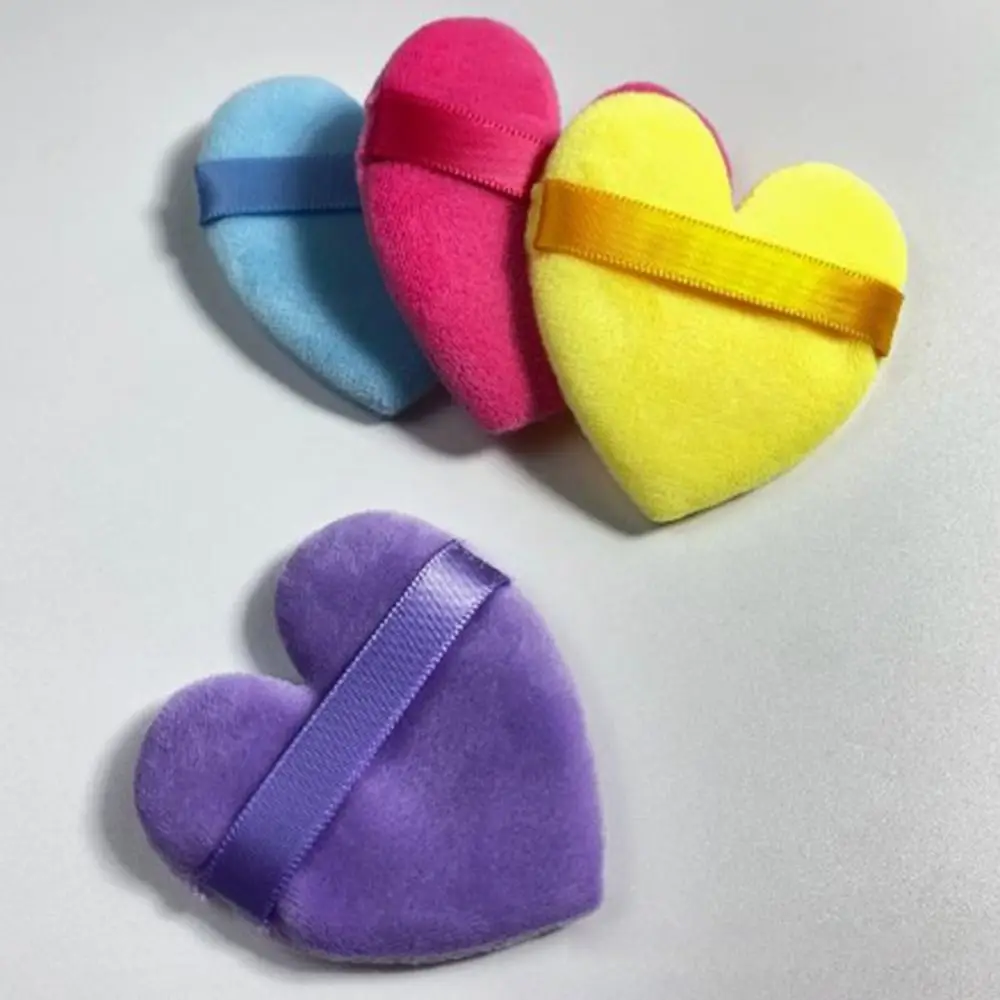 5pcs 하트/라운드 모양의 빨 수있는 섹터 핑거 쿠션 여러 가지 빛깔의 재사용 가능한 혼합 스폰지 화장품 퍼프 벨벳 습식 건식 사용