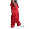 Men's Loose Drawstring Multi-Pocket Pants Loose Straight Leg Casual Outdoor Sports Jogging Solid Color Trend Street Pants 5