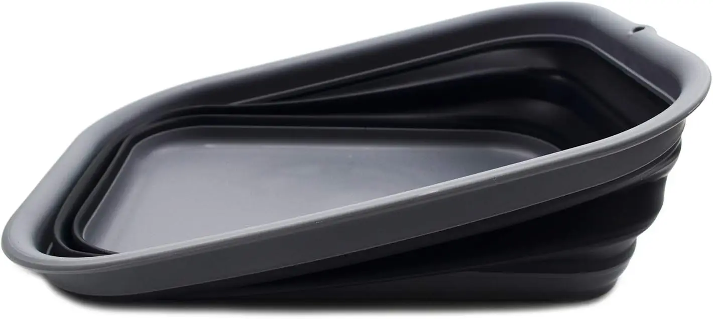 12L (3.17 Gallon) Collapsible Tub - Foldable Dish Tub - Portable Washing Basin - Space Saving Plastic Washtub (2, Grey/Black)