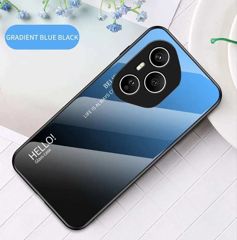 Gradient Tempered Glass Glossy Back Cover Case