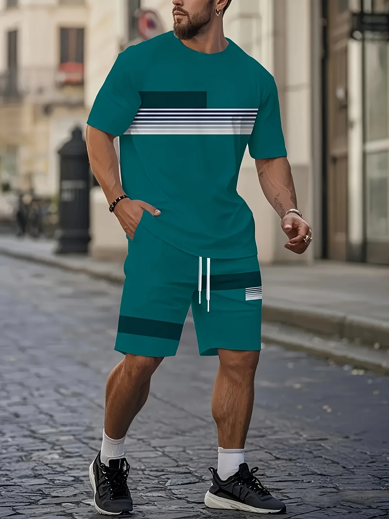 Summer 2025 Bestseller Men's short-sleeved suit Breathable casual and fashionable 3D printed outdoor streetwear S980e56a642c94ca9ba7843e06ae6a22c9