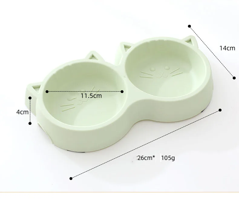 Non-toxic and odorless plastic cat face bowls for food and water.