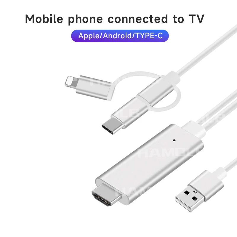 HDTV Cable for IPhone for Android Phone Screen Connect To HD-compatible HD TV Projector Audio Video Adapter Converter