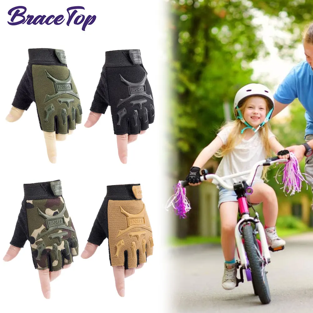 1 Pair Kids Sports Half Finger Gloves Boys Girls Cycling Gloves Non-Slip Kids Fishing for Cycling Camping Fishing Outdoor