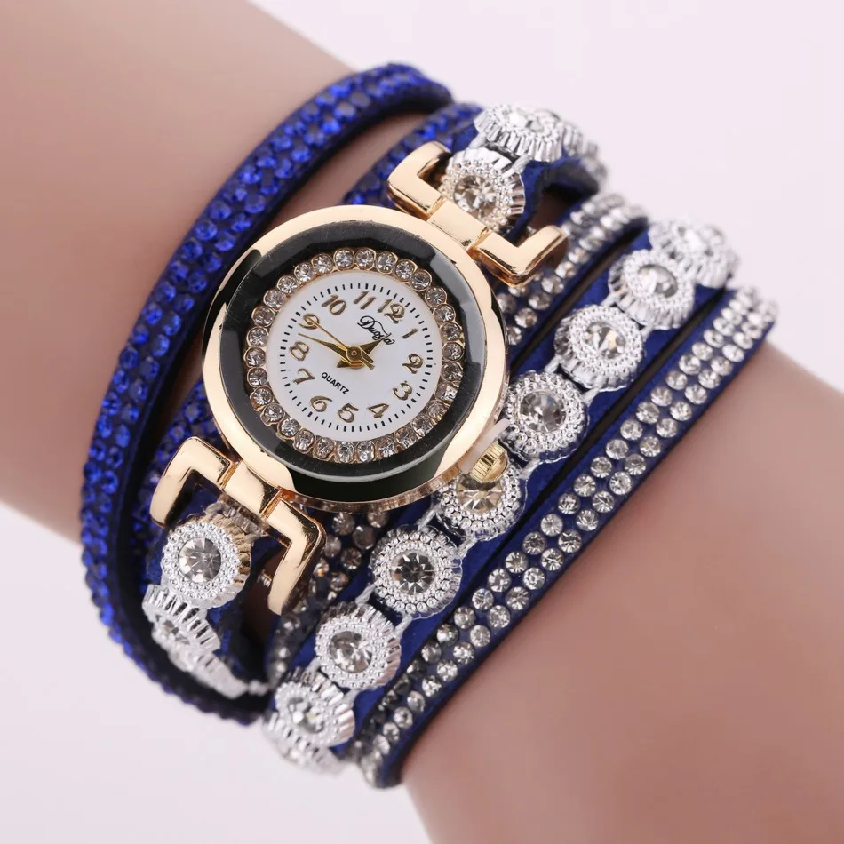 Alloy Diamond Ring Bracelet Watch Digital Face Korean Velvet Ladies Watch Quartz Women Chain Bracelet Set