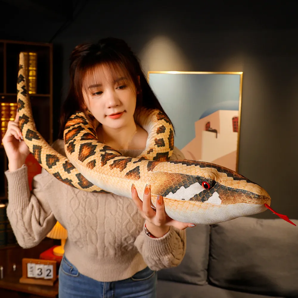 Juguete de peluche de serpiente de pitón simulado para niños, almohada ...