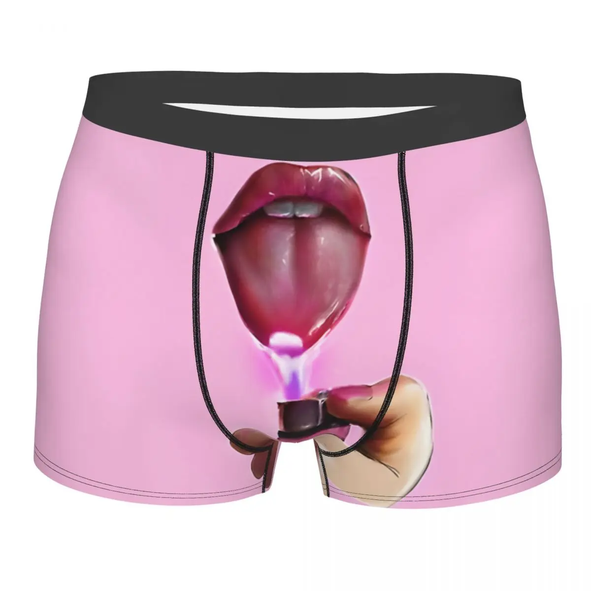 

Lips Only I Am A God Crazy Pink Underwear Sexy Boxer Shorts Quality Men's Panties Breathable Shorts Briefs Gift Idea