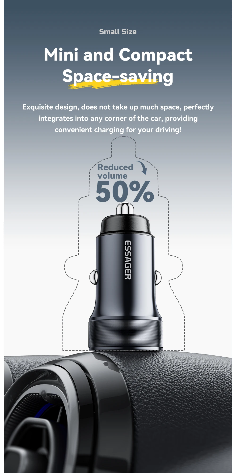30W Mini Car Charger PD3.0 QC3.0 Quick Charge Type C Car Charger PD 22.5W Fast C