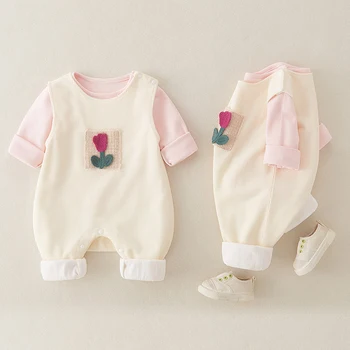 AINIGIELL 0-3Y الربيع والخريف جديد الحمالات طويلة الأكمام 2 قطعة النسخة الكورية من قميص أساسي والسراويل الطويلة مجموعة الطفل 4