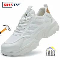 white work shoes lightweight comfortable safety shoes man women work shoes with a steel toe puncture proof safety work sneakers