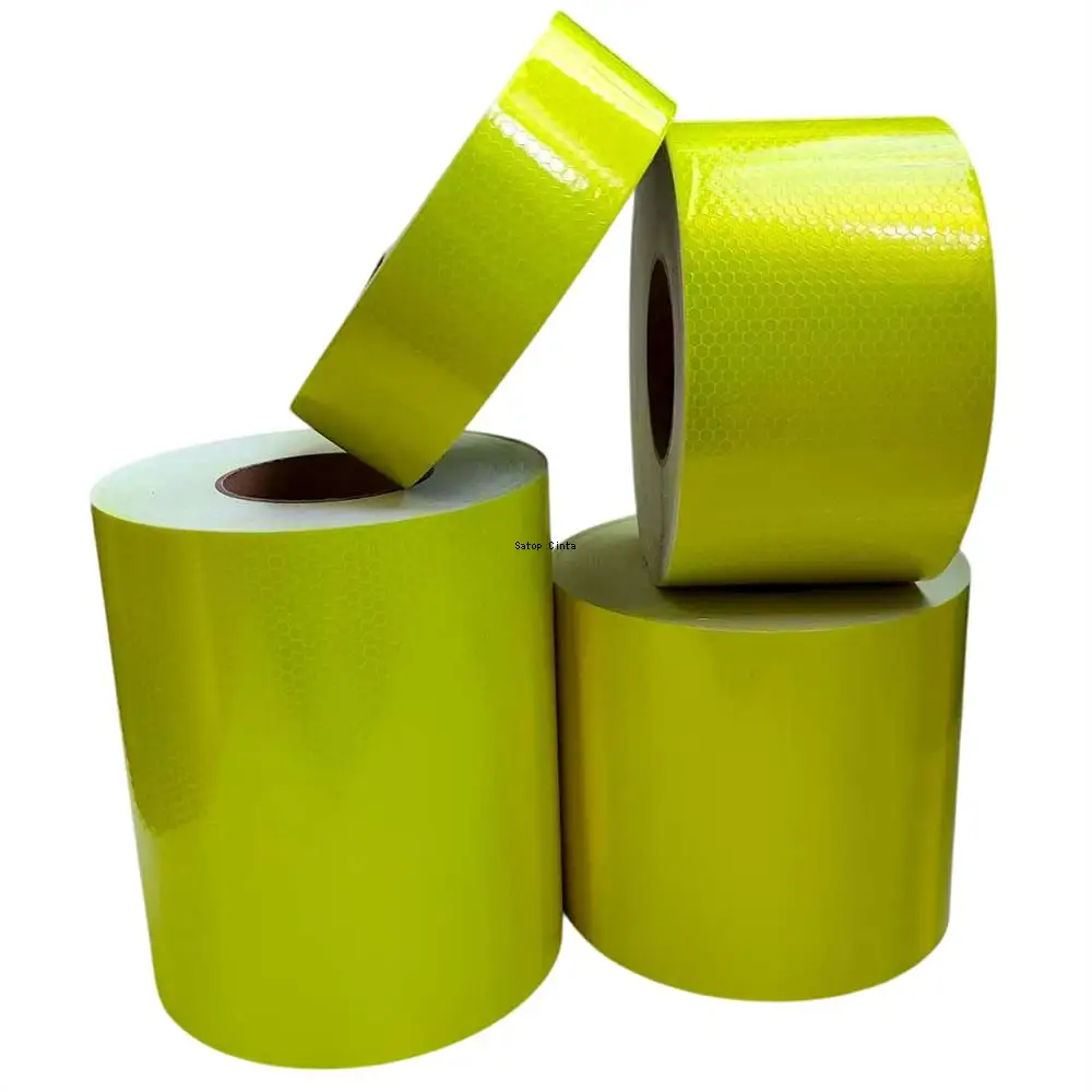 Ruban Réfléchissant Rouge et Jaune Fluorescent 2 Pouces X 10 Pieds Autocollant d'Avertissement de Sécurité pour Voiture Camion Remorque