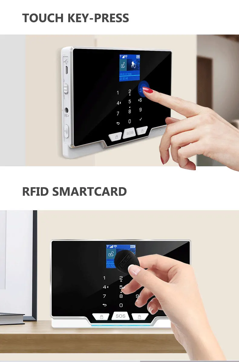 Touch Keyboard, RFID, 433MHz, Detector Sem Fio, Smart Life APP Controle