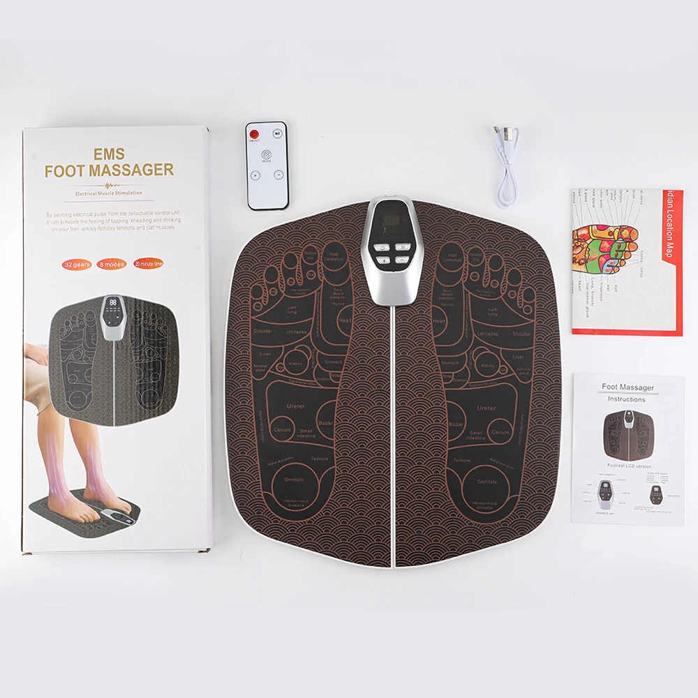 TENS Foot Muscle Electrostimulator Massager Pad Mat 8-Mode Relaxation Treatment