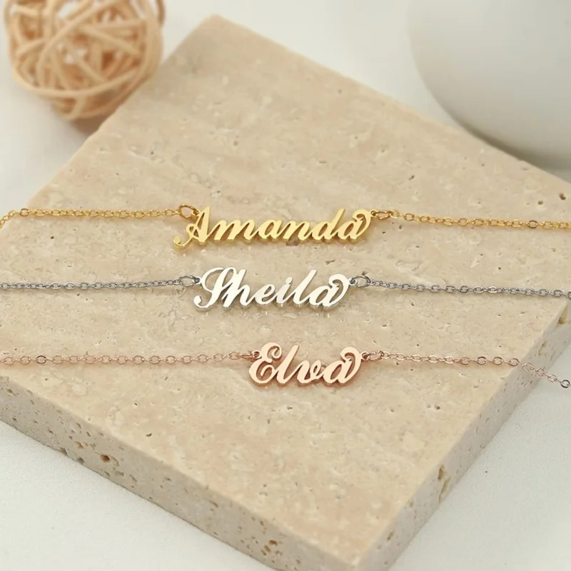 

Custom Name Necklace for Women Personalised Letter Pendant Stainless Steel Jewelry Men Chain Choker Collar New 2023